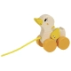 Детска дървена играчка Жълтоклюно пате за дърпане 