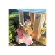 Детска дървена къща за игра на открито в двора и градината  - 3