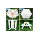Дървен бял градински комплект детска маса за пикник с чадър  - 9