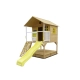 Детска дървена къща за игра на открито с пясъчник и пързалка  - 2