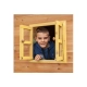 Детска дървена къща за игра на открито с пясъчник и пързалка  - 13