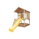 Детска дървена къща за игра на открито с пясъчник и пързалка  - 18
