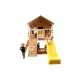 Детска дървена къща за игра на открито с пясъчник и пързалка  - 19