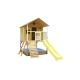 Детска дървена къща за игра на открито с пясъчник и пързалка  - 3