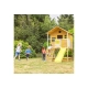 Детска дървена къща за игра на открито с пясъчник и пързалка  - 7