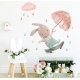 Декоративни стикер за стена за детска стая зайче с чадър  - 1