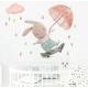 Декоративни стикер за стена за детска стая зайче с чадър  - 2