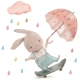 Декоративни стикер за стена за детска стая зайче с чадър  - 6