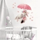 Детски стикери за стена за бебешка стая зайчета с чадър  - 1