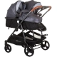 Бебешка количка за близнаци Дуо Смарт сребърно сиво  - 2