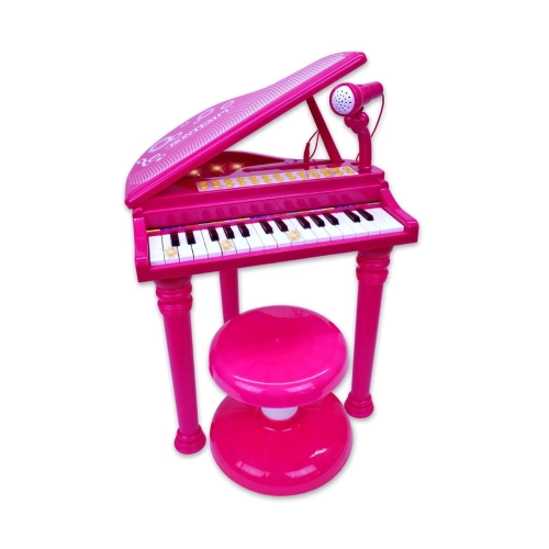 Детско розово електронно пиано с микрофон, крачета и столче | PAT42135