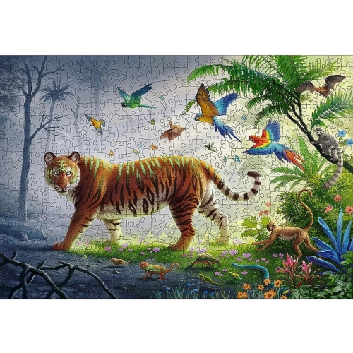 Детски дървен пъзел 500 елемента Тигър в джунглата | PAT43282