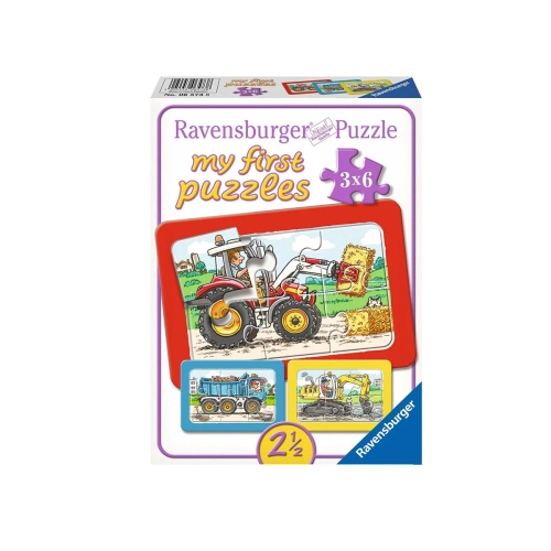 Детски пъзел My First Puzzles 3х6 ел.Трактор, багер и камион | PAT43396