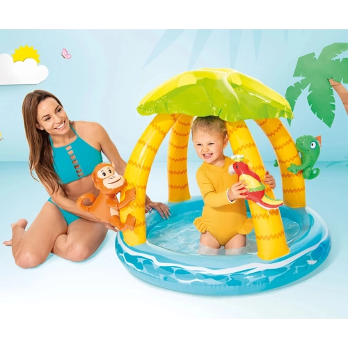Детски надуваем басейн със сенник Тропически остров | PAT43470