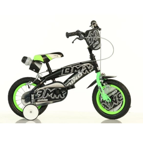 Детско колело с помощни колела BMX 12“ Black/Green PAT44223