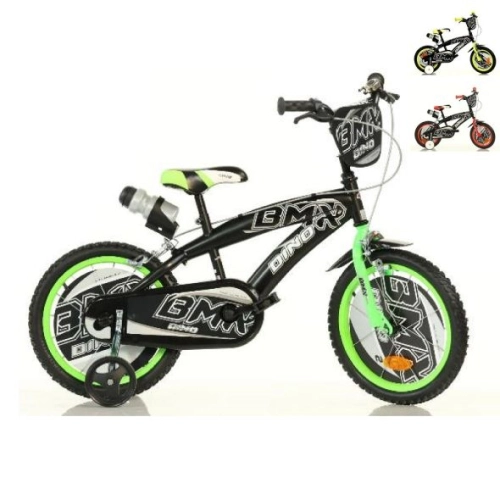 Детско колело с помощни колела BMX 14“ Black/Green | PAT44226