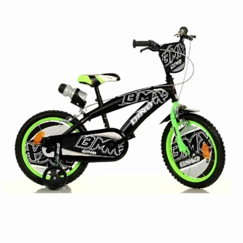 Детско колело с помощни колела BMX 16“ Black/Green | PAT44229