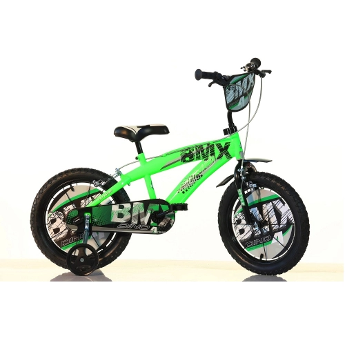 Детско зелено колело с помощни колела BMX 14“ Green | PAT44232