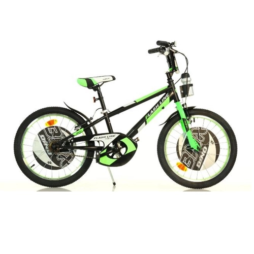Детско колело с поставка за шише BMX Flash 20“ Black/Green | PAT44253