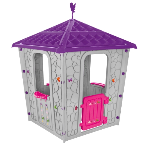 Детска каменна къща сив/розов | PAT44290