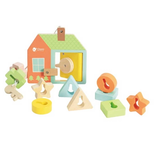 Детска дървена къщичка сортер с различни ключалки | PAT44601