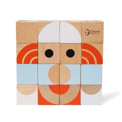 Детски пъзел от дървени кубчета геометрични фигурки | PAT44615