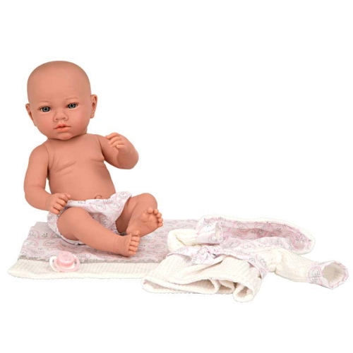 Детска кукла-бебе Ария с аксесоари за след баня в бяло 38 см | PAT45264
