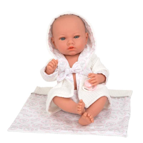 Детска кукла-бебе Ария с аксесоари за след баня в бяло 38 см | PAT45264