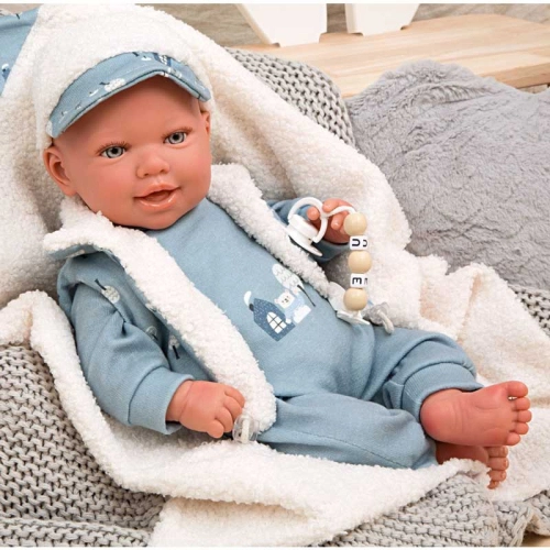 Детска кукла-бебе Бруно със син костюм и аксесоари 45 см | PAT45265