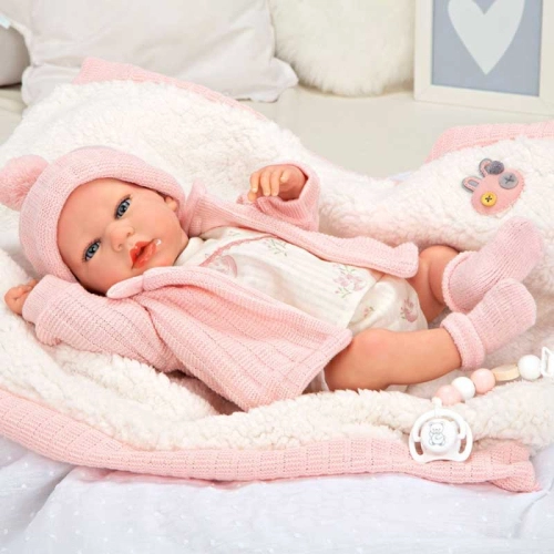 Детска кукла-бебе Марта с меко розово одеяло 40 см | PAT45272