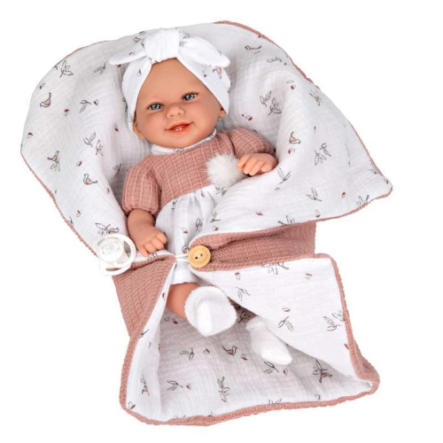 Детска кукла-бебе Роса със спален чувал в розово 33 см | PAT45276
