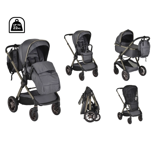 Сива комбинирана детска количка 2в1 iClick | PAT45538