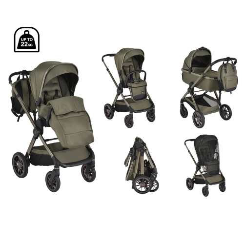 Зелена комбинирана детска количка 2в1 iClick | PAT45539