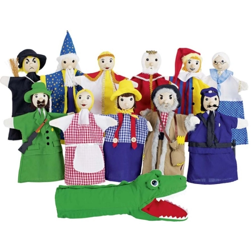 Комплект от 12 детски кукли за ръка с дървени глави | PAT46082
