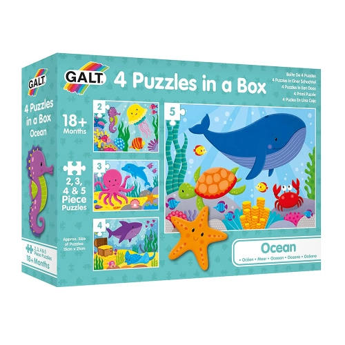 Комплект 4 детски пъзела в кутия за най-малките Океан | PAT46109