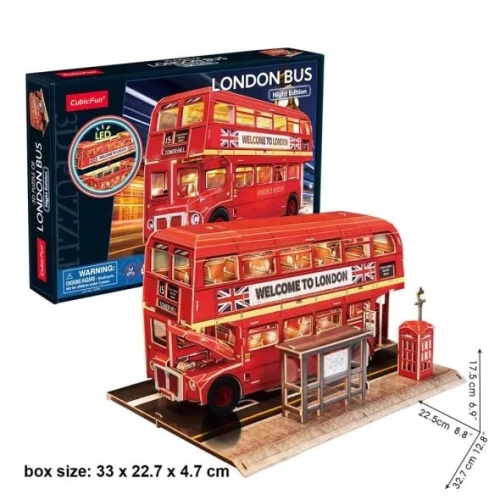 Детски занимателен пъзел 3D London Bus 161ч. с LED светлини | PAT46949