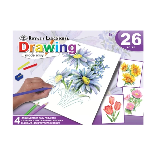 Сет 4 детски картини Рисуване по номера с моливи цветя | PAT47600