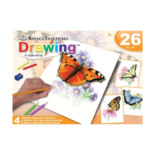 Сет 4 детски картини Рисуване по номера с моливи Пеперуди | PAT47601