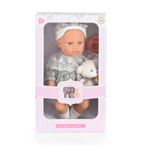 Детска кукла с рокля и биберон и мече 30cm Lovely Baby | PAT52778