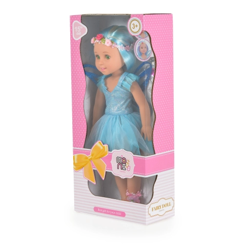 Детска реалистична кукла със синя рокля 38 cm Fairy Doll Sun | PAT52780