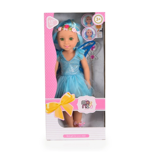 Детска реалистична кукла със синя рокля 38 cm Fairy Doll Sun | PAT52780