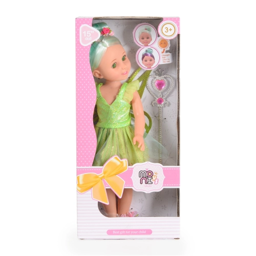 Детска кукла със зелена рокля 38 cm Fairy Doll Sun | PAT52781