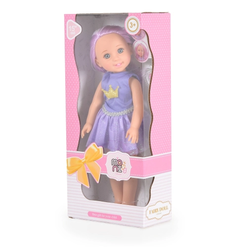 Детска реалистична кукла с рокля 38 cm Fairy Doll Sun лилава | PAT52782