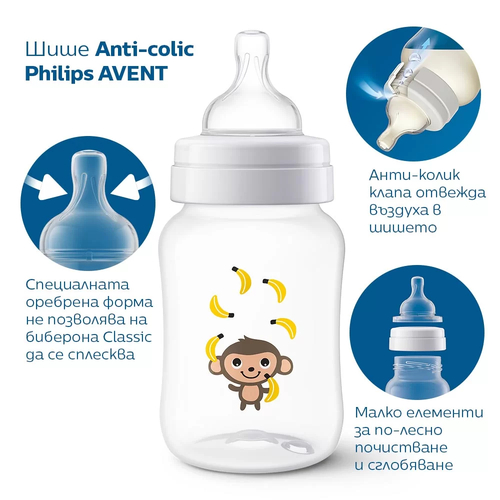 Шише за хранене Philips Avent Classic+260мл.маймунка | P43390