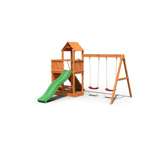 FLOPPI дървена детска площадка с пързалка, рамка и люлки | P43507