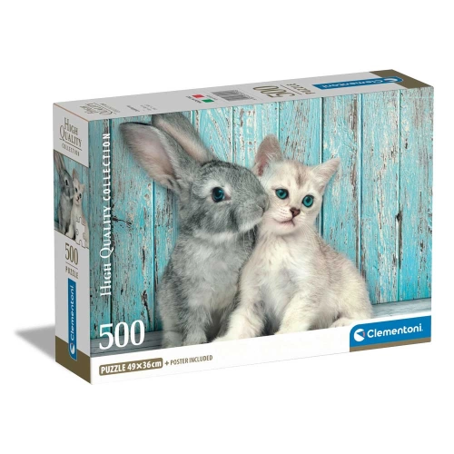 Детски красив занимателен пъзел Cat and Bunny 500 части PAT57413