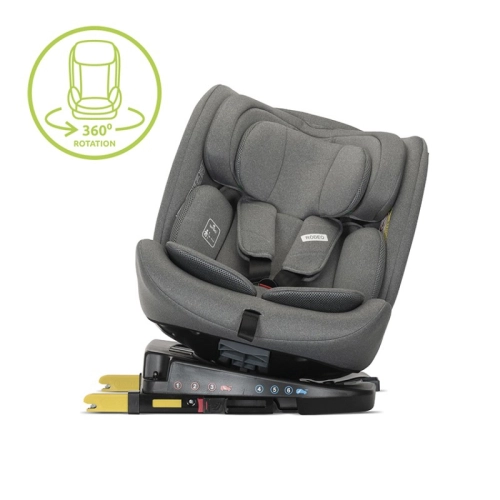 Детски сив стол за кола Rodeo Grey 40-150см. 360 Isofix PAT58013