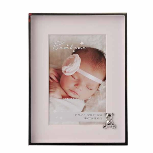 Посребрена рамка за снимка на бебе с декорация Teddy Pink PAT59423 Посребрена рамка за снимка на бебе с декорация Teddy Pink PAT59423