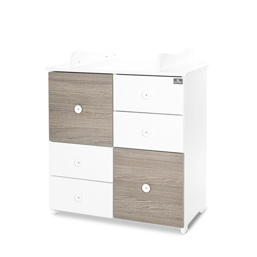 Шкаф за детска стая с 4 чекмеджета Бяло/Кафе-2Box PAT60040