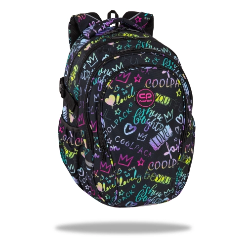 Ученическа раница с надписи, черна COOLPACK PAT60458